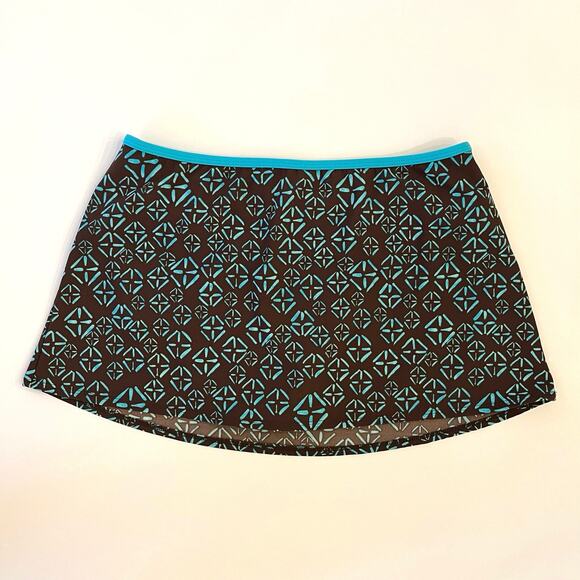 Athleta Halter Tankini Swim Skirt Two-Piece Set M/L Brown Teal Full Coverage - Picture 10 of 14